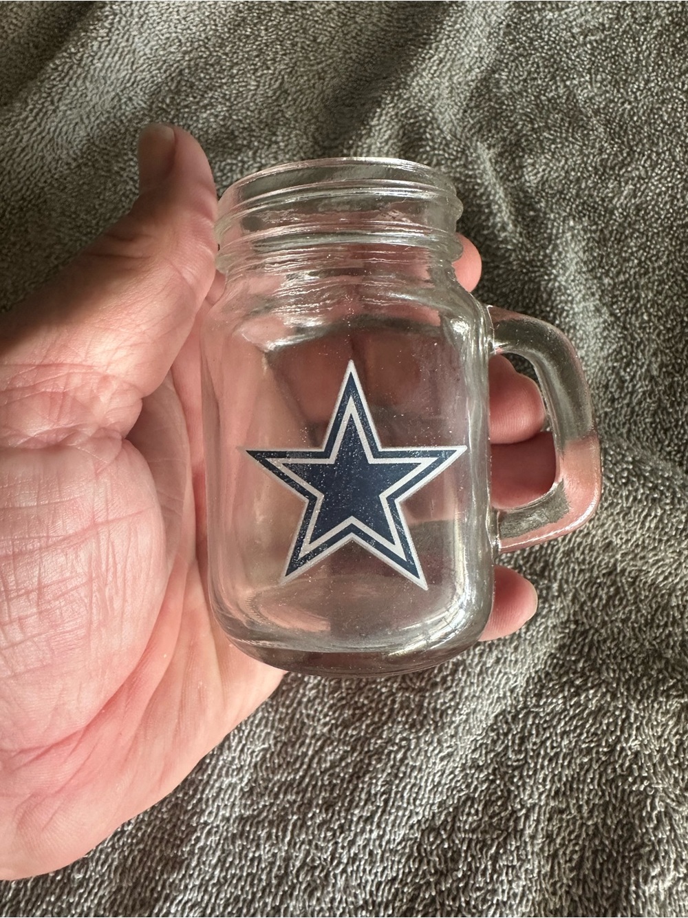 Dallas Cowboys Glass Mason-Style Mug with Navy Star Decal